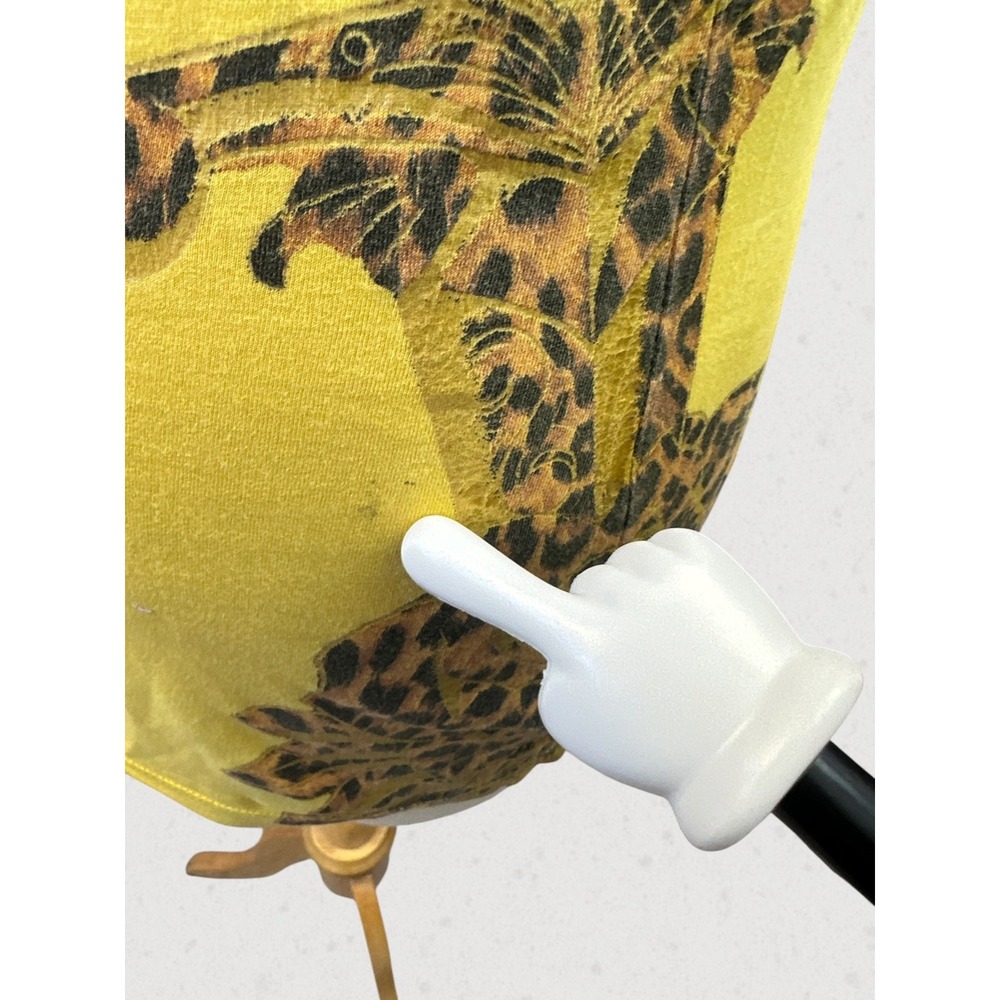 Christian Audigier Y2K Graphic Tee Leopard Crown Wings Yellow Top M Tattoo Art - Picture 5 of 16